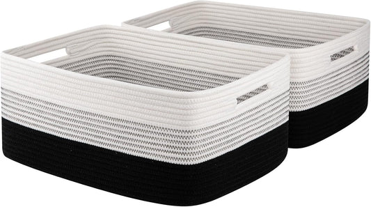 Large Storage Basket for Organizing, Woven Rope Basket for Shelves, Closet Organizer Bins for
