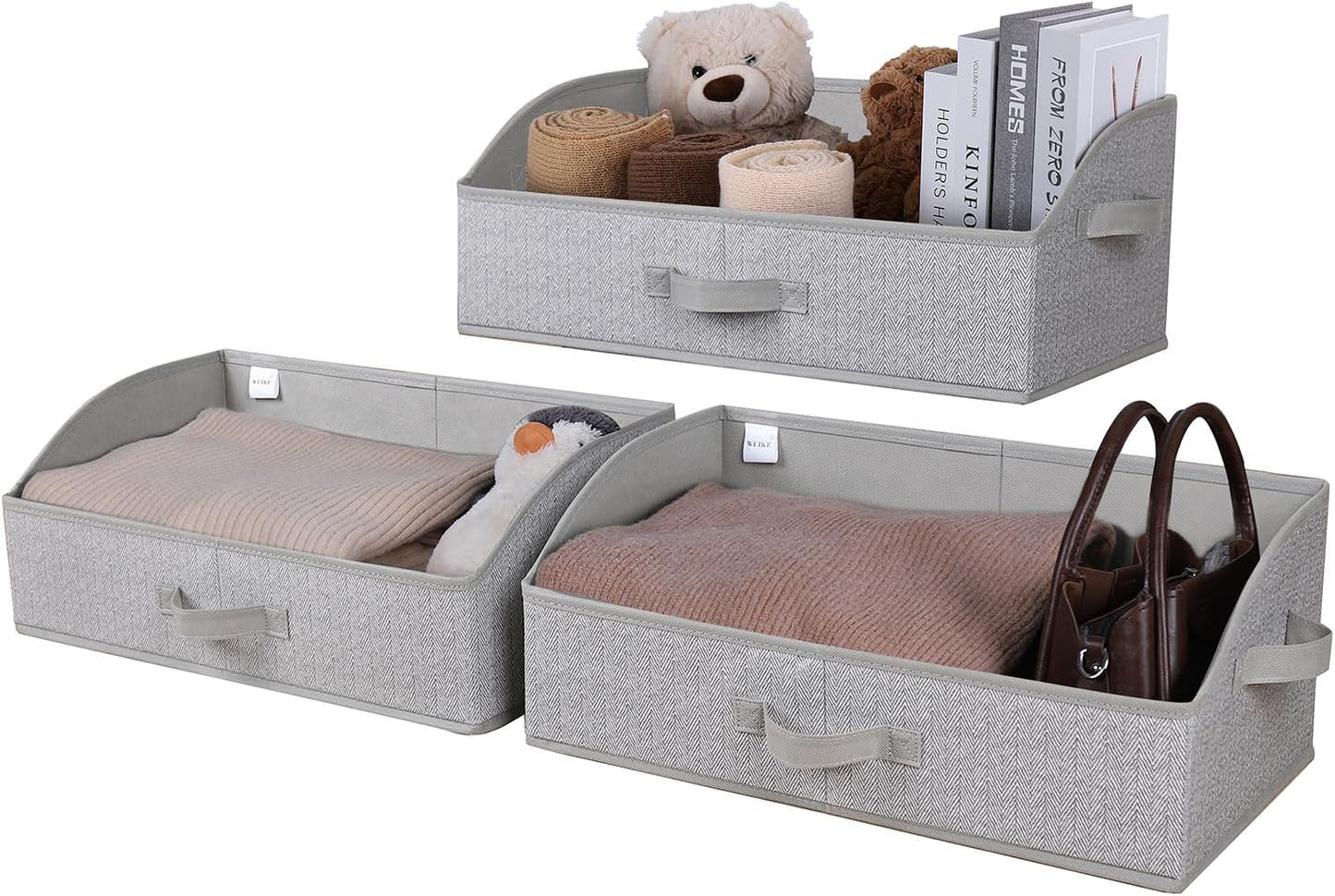 WUIKE Closet Organizers and Storage, Trapezoid Storage Bins, Fabric Closet Bins with Handles