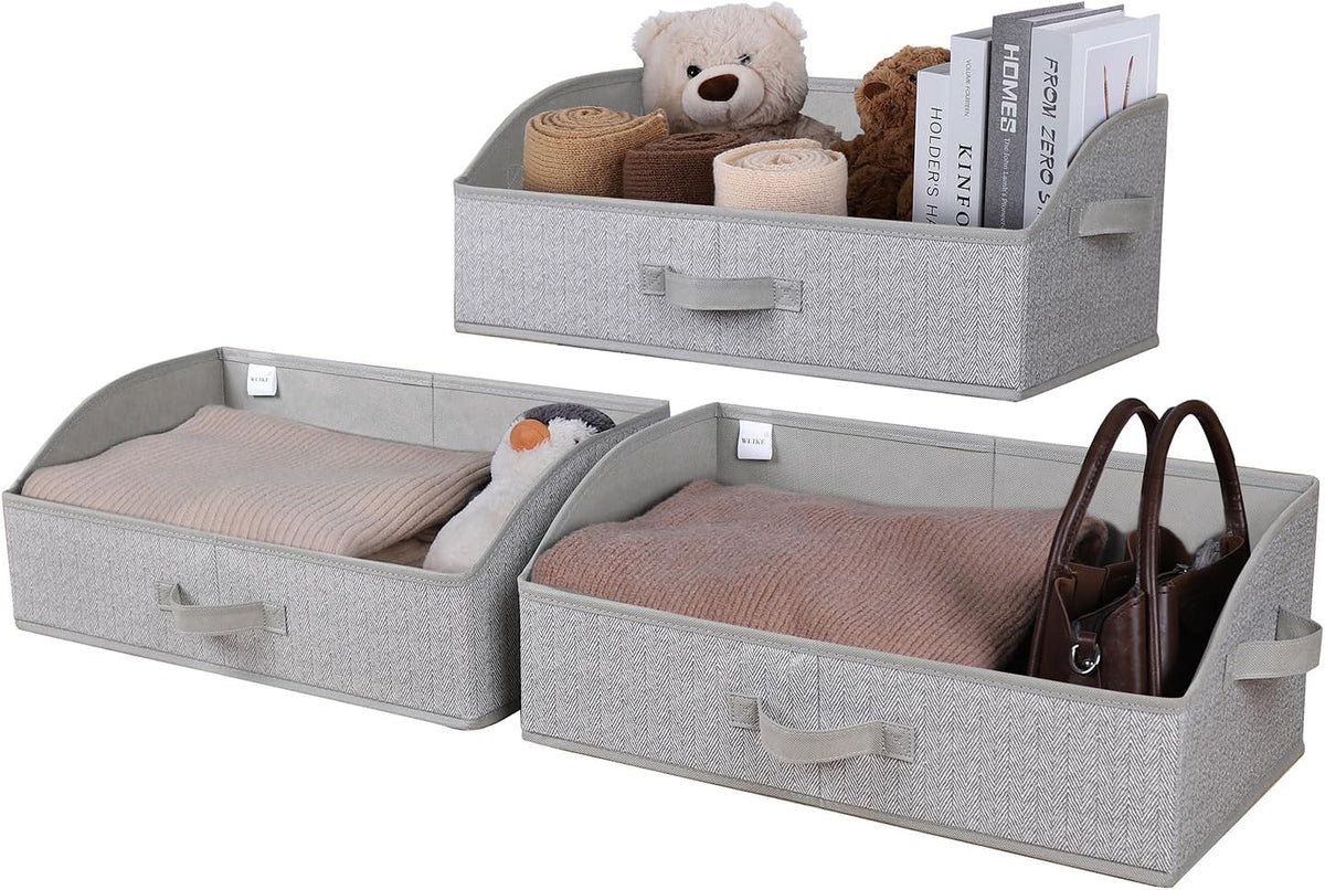 WUIKE Closet Organizers and Storage, Trapezoid Storage Bins, Fabric Closet Bins with Handles