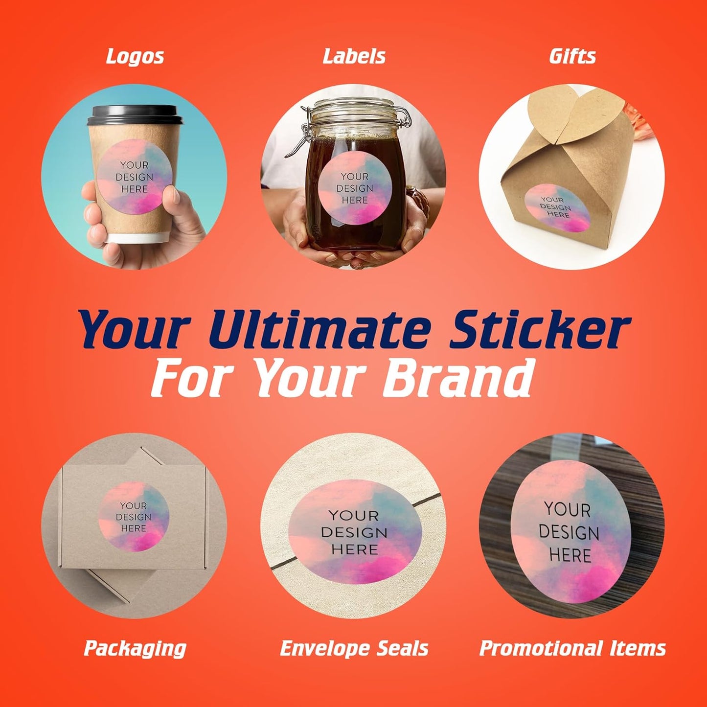 100 Custom Vinyl Stickers - Upload Your own Image, Text, Design, Logo - Personalized Logo Labels