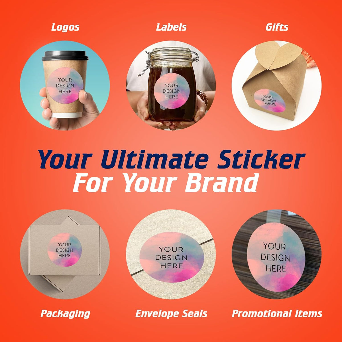 100 Custom Vinyl Stickers - Upload Your own Image, Text, Design, Logo - Personalized Logo Labels