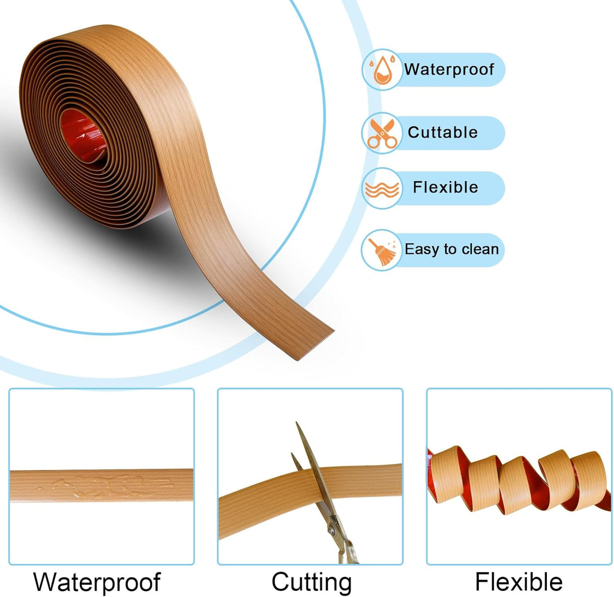 Floor/Door Flat Transition Strip & Self Adhesive Floor Vinyl Floor Edge Trim Laminate Floor Gap