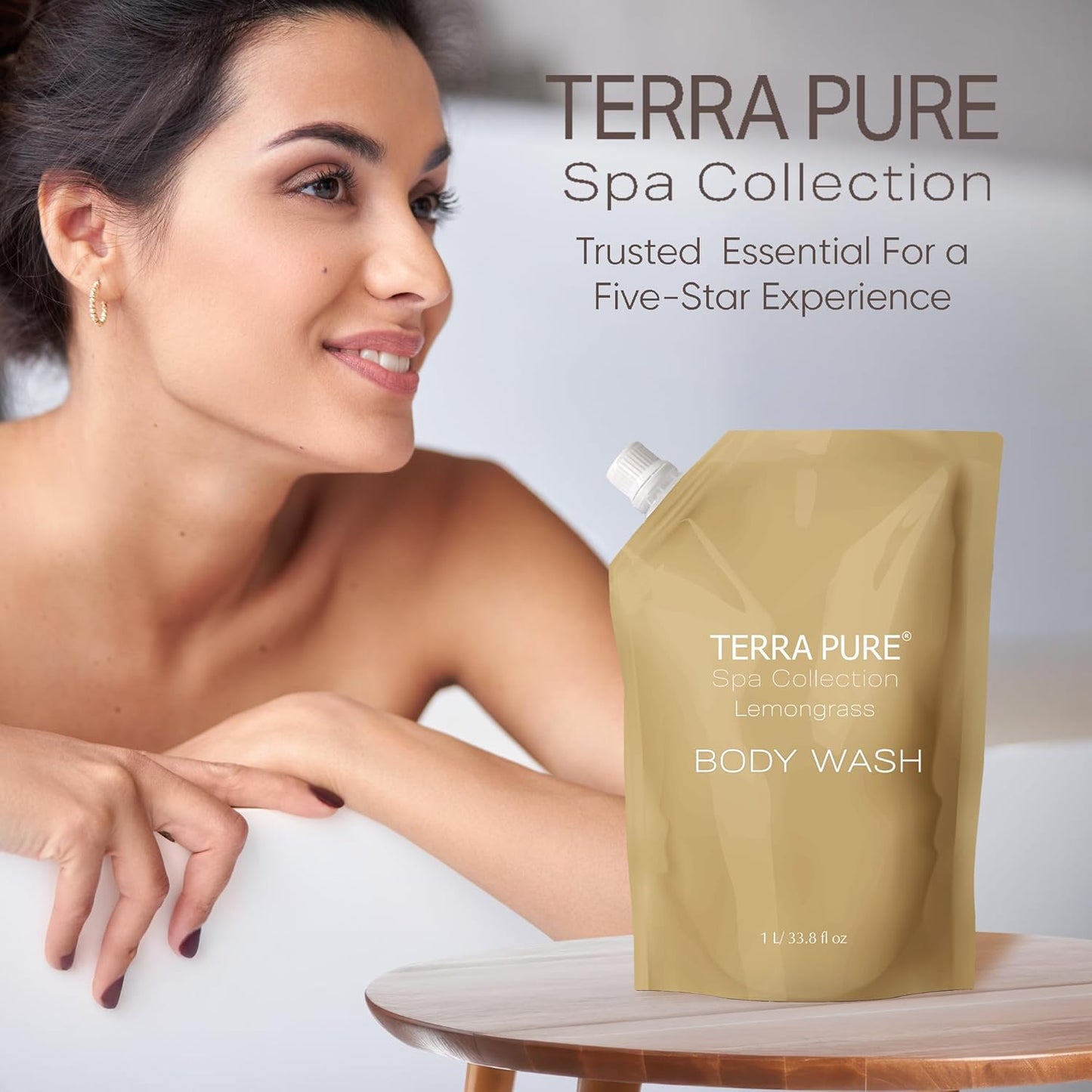 Terra Pure Spa Collection 1 Liter Body Wash Refill Bag For Soap Dispensers | Bulk Toiletries for
