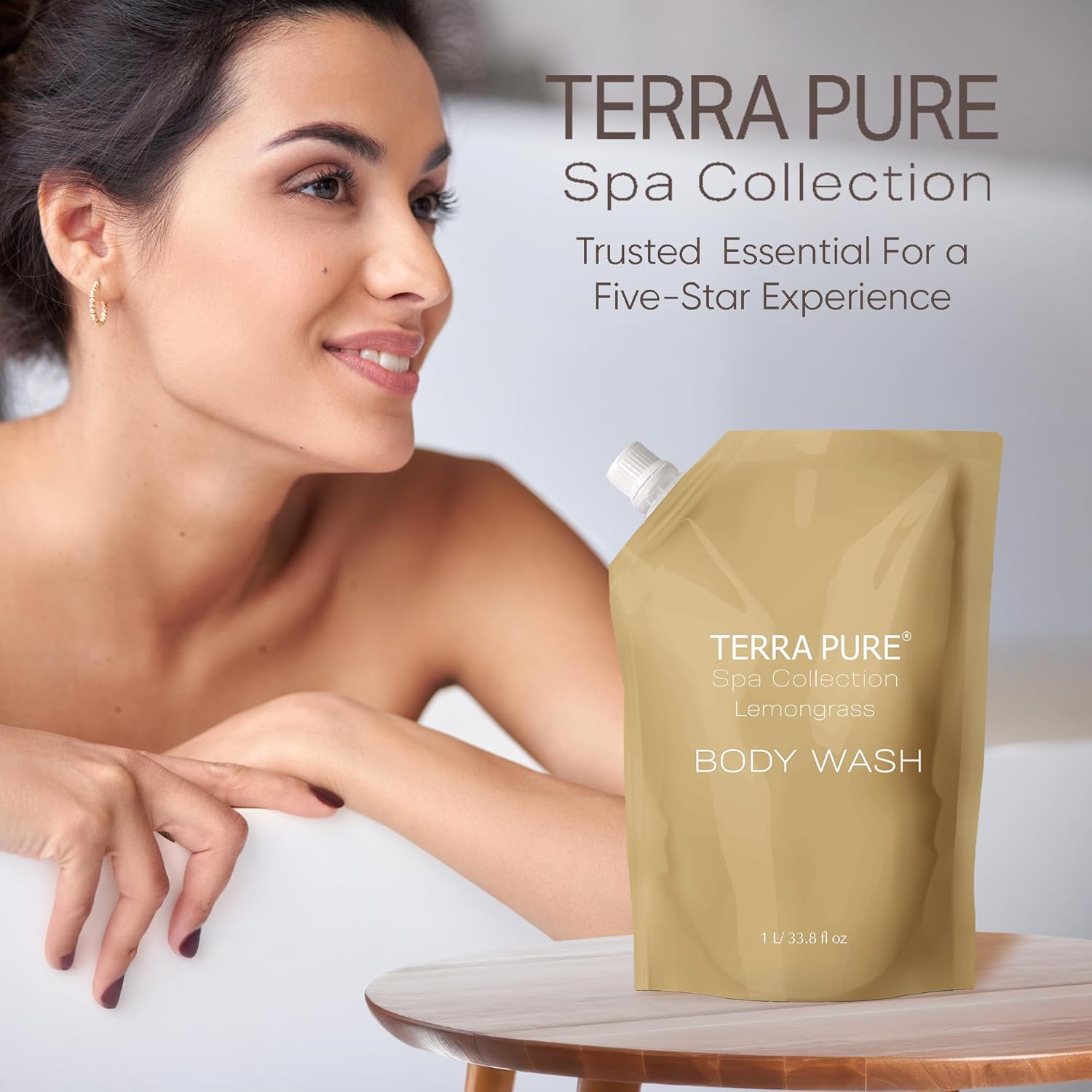 Terra Pure Spa Collection 1 Liter Body Wash Refill Bag For Soap Dispensers | Bulk Toiletries for