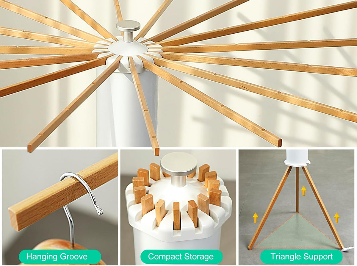 Cylinder Tripod Clothes Drying Rack - 16 Expandable Rods | Standing Octopus Drying Rack Clothing |