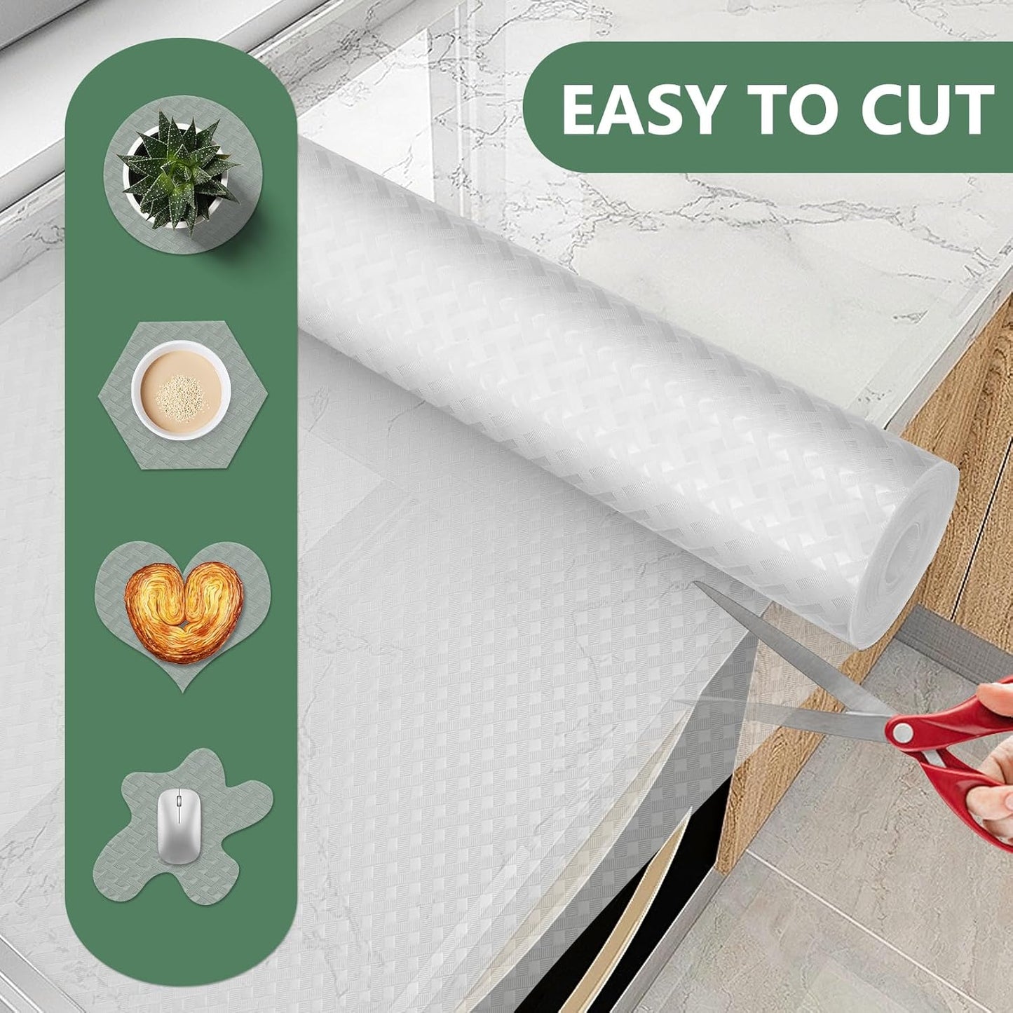 Shelf Liners, Non-Adhesive Drawer Liner, Waterproof & Oil-Proof Kitchen Cabinet Cupboard Liner