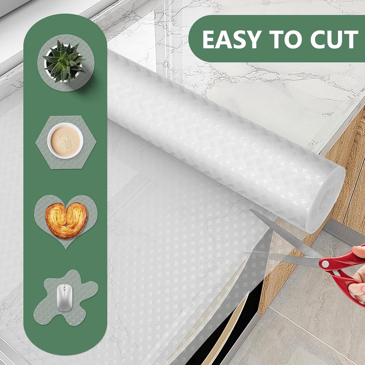 Shelf Liners, Non-Adhesive Drawer Liner, Waterproof & Oil-Proof Kitchen Cabinet Cupboard Liner