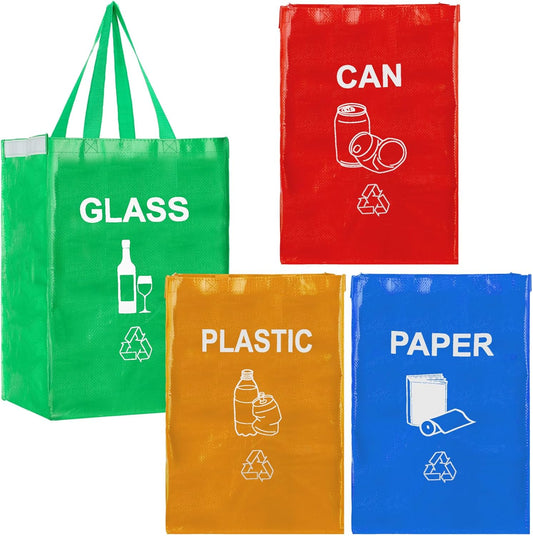 4 Pcs Recycling Bin Bags Separate Recycle Bin Waterproof Waste Baskets Recyclable Waste Trash