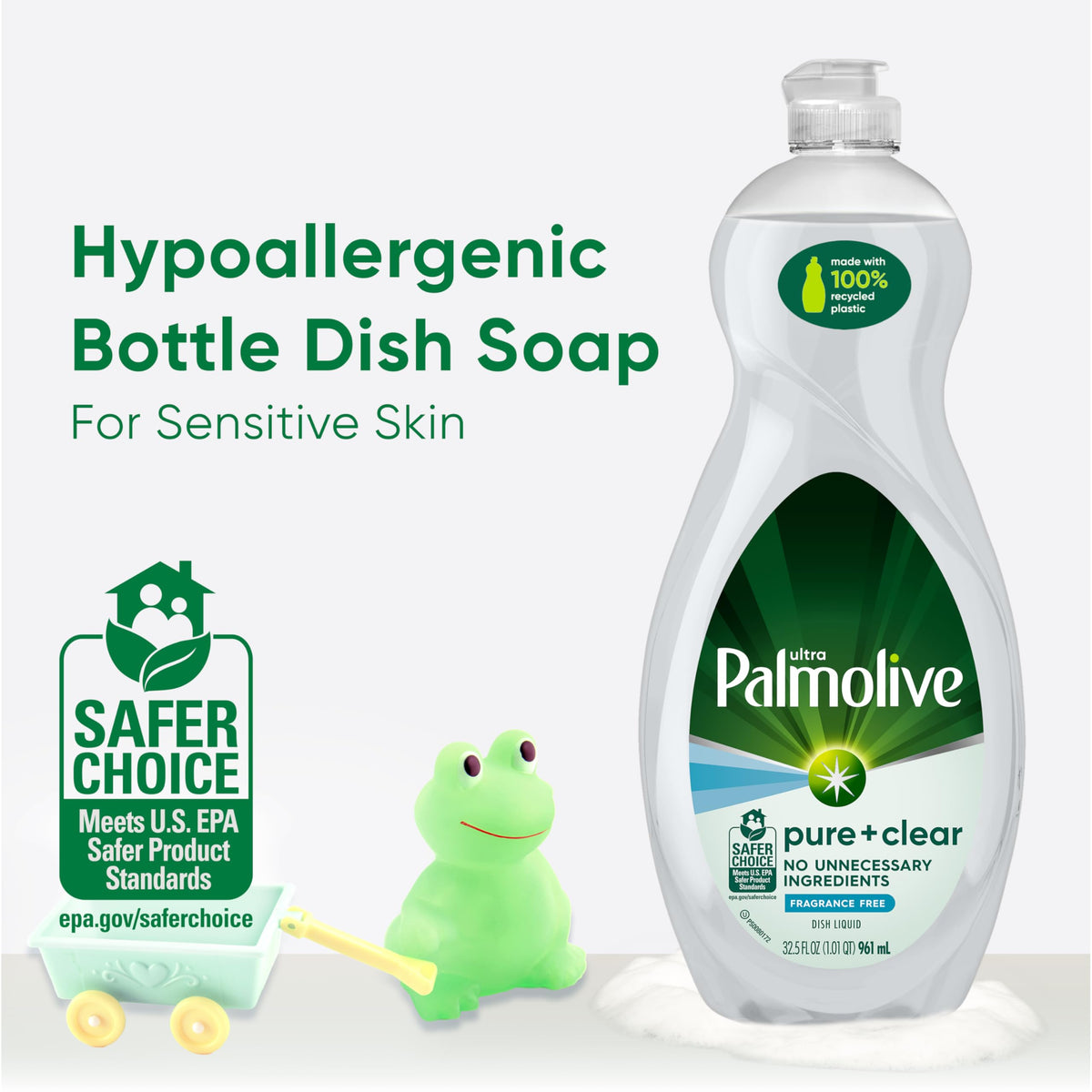 Palmolive Ultra Dishwashing Liquid Dish Soap, Pure + Clear Fragrance Free - 32.5 Fluid Ounce
