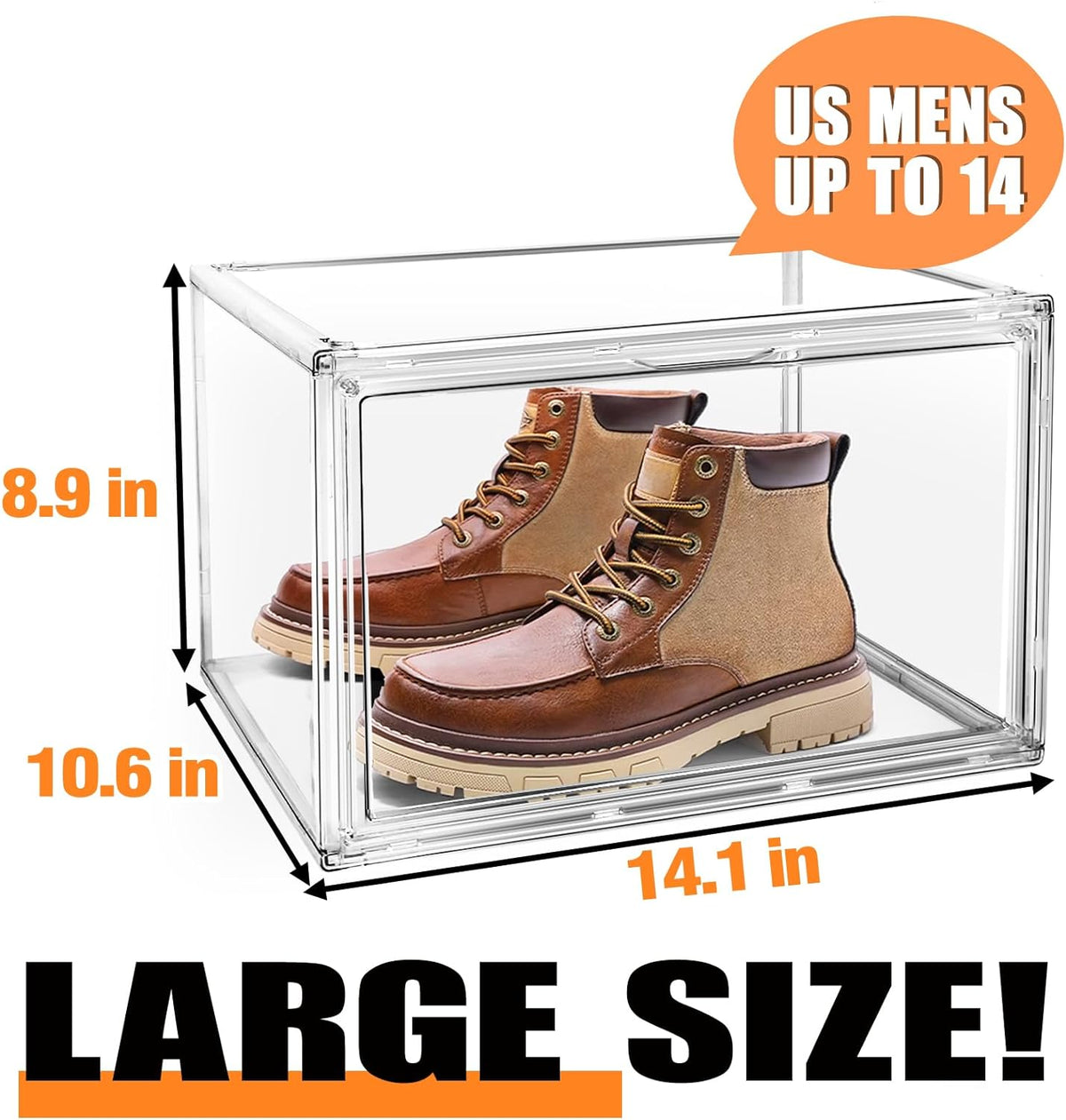 10 Pack Acrylic Shoe Storage Box Clear Plastic Stackable Acrylic Display Case with Magnetic Door