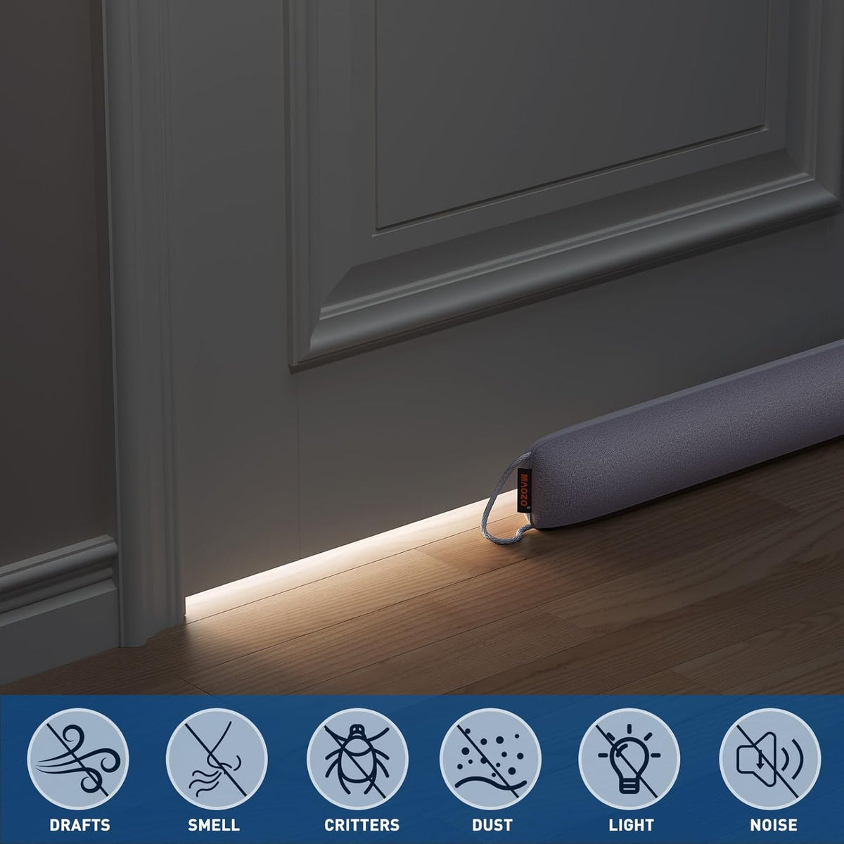 MAGZO Door Draft Stopper, 36 Inch x 2pcs Under Door Draft Blocker Noise Stopper, Weighted Wind