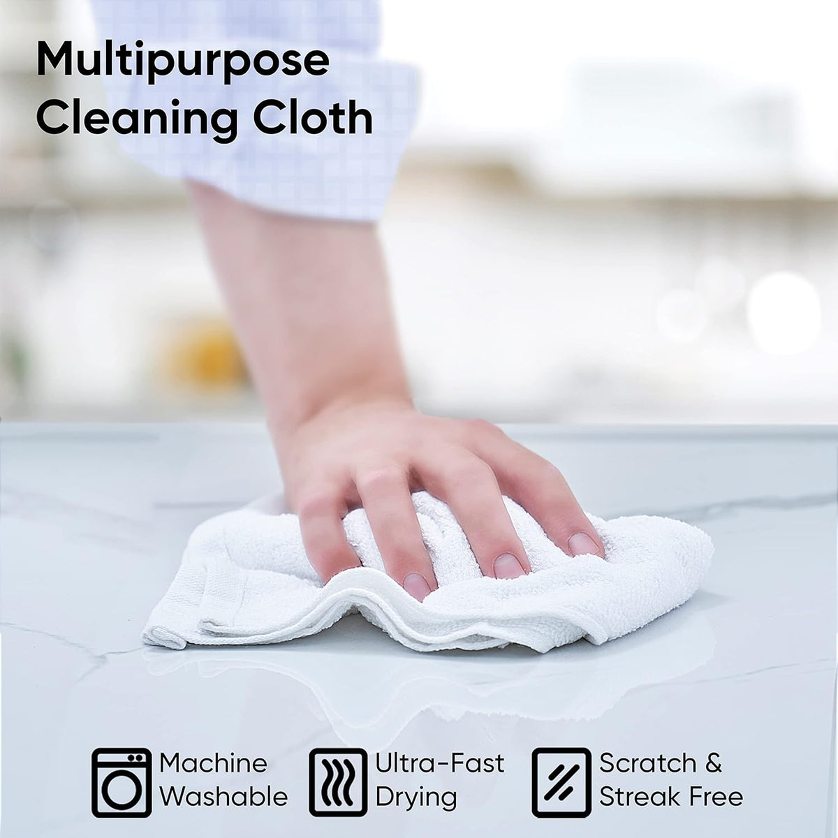 Superio Terry Cloth Rags White Washcloths 100% Cotton 12" Cleaning Cloths, Kitchen Towels, Facial