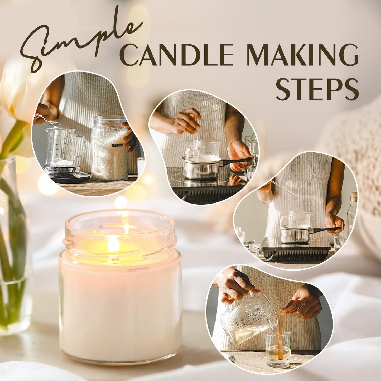 Soy Wax, Waxcanpy Natural Candle Wax, Organic Soy Wax for Candle Making from Farm, No Additives