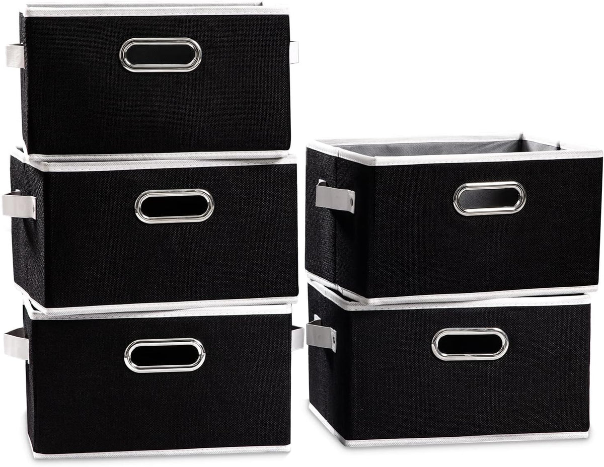 PRANDOM Fodable Storage Baskets for Closet [5-pack] Decorative Fabric Storage Bins Cubes with