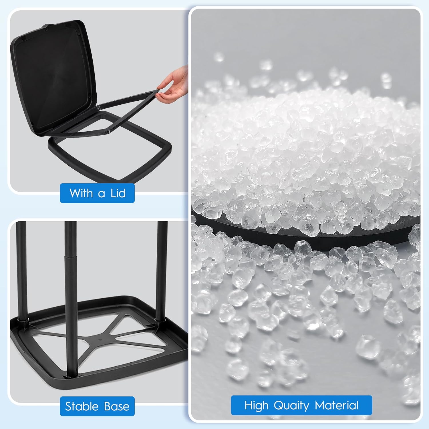Portable Trash Bag Holder Collapsible Garbage Bin with Lid and Bands, Expandable Indoor Outdoor
