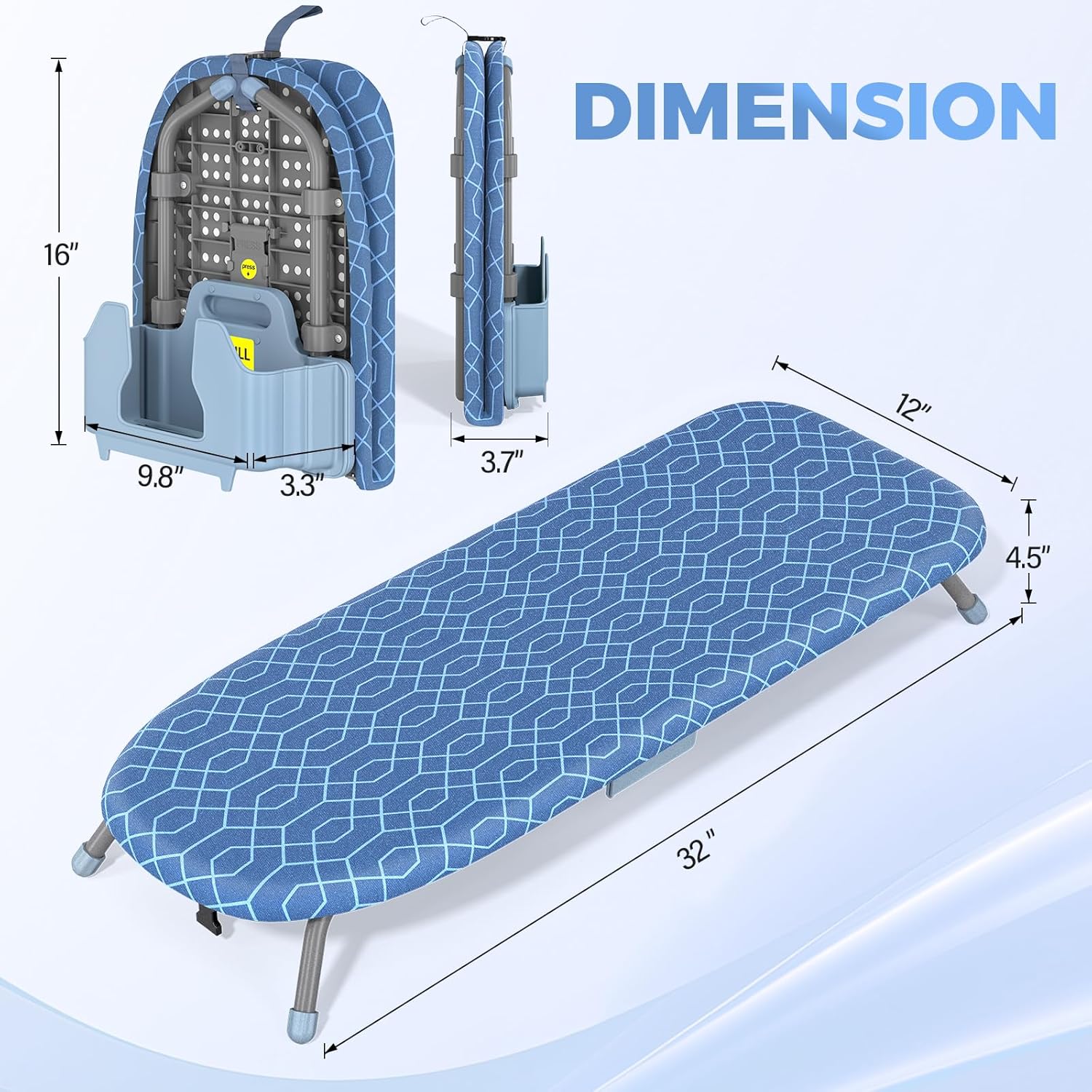 APEXCHASER Ironing Board Small with Iron Holder, Tabletop Small Iron Board with 2 Heat Resistant