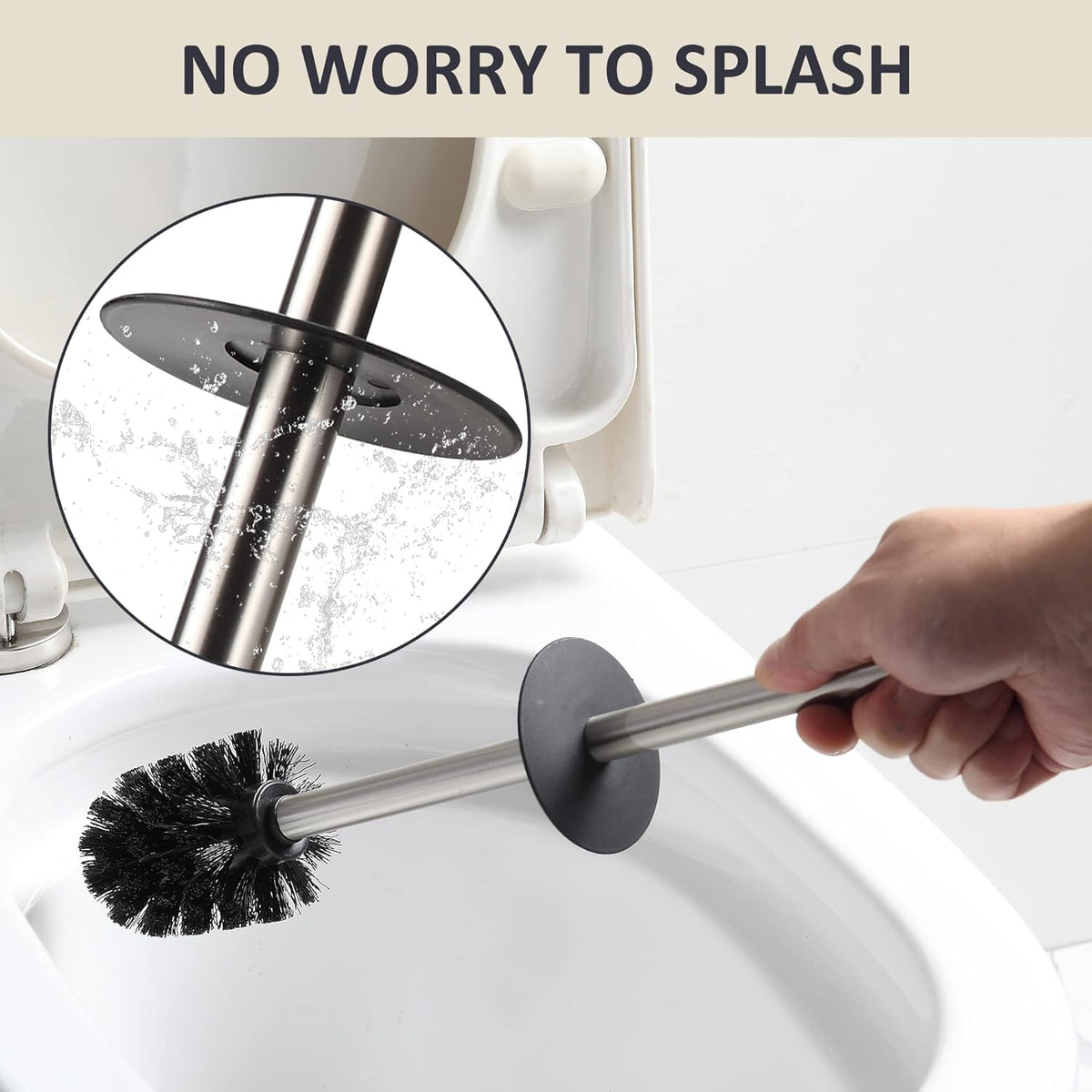 BGL Toilet Brush Holder Freestanding,Brushed Nickel,304 Stainless Steel,SUS304 Toilet Bowl Brush