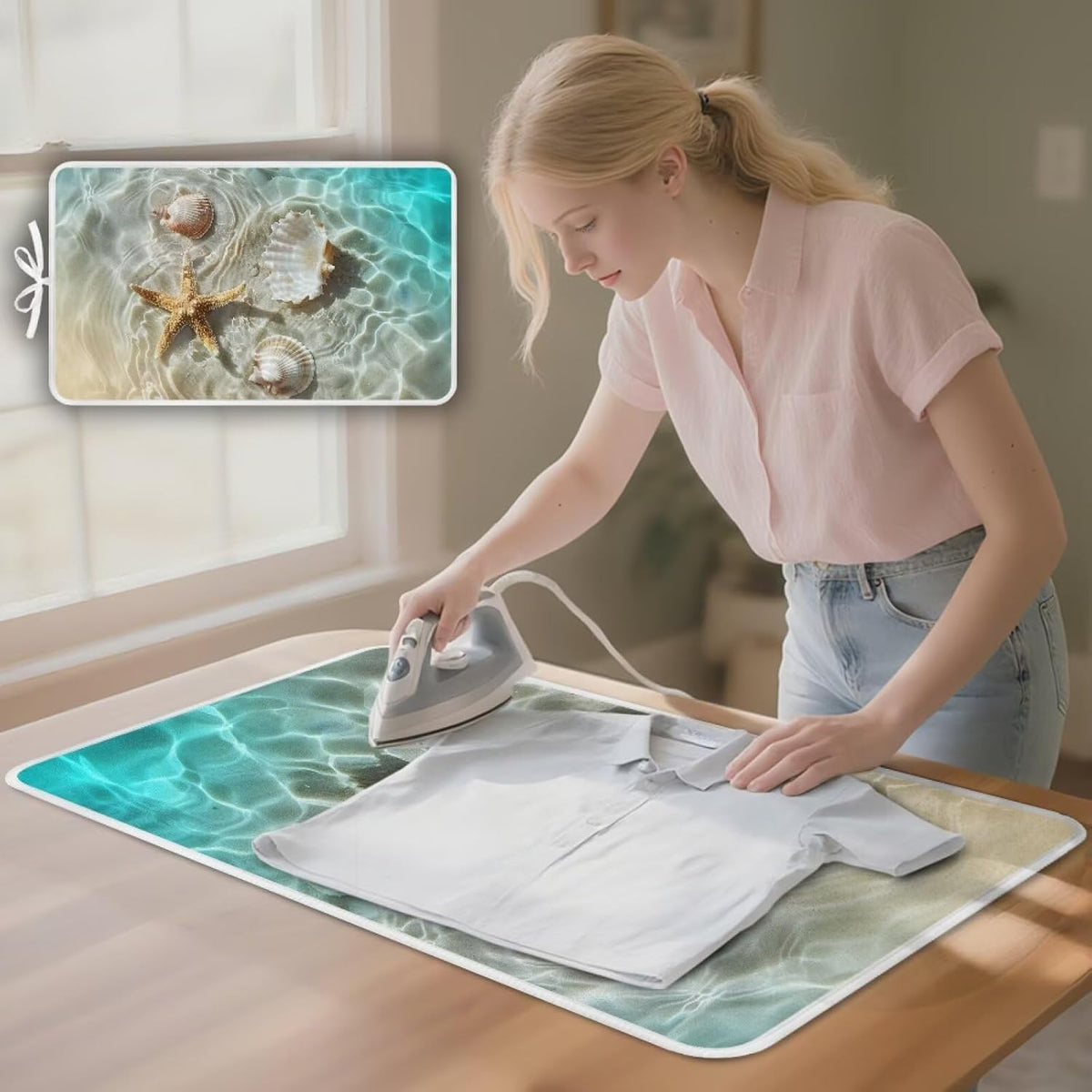 Ironing Mat Thickened Beach Starfish Ironing Blanket Travel Portable Ironing Pad Travel Isolate