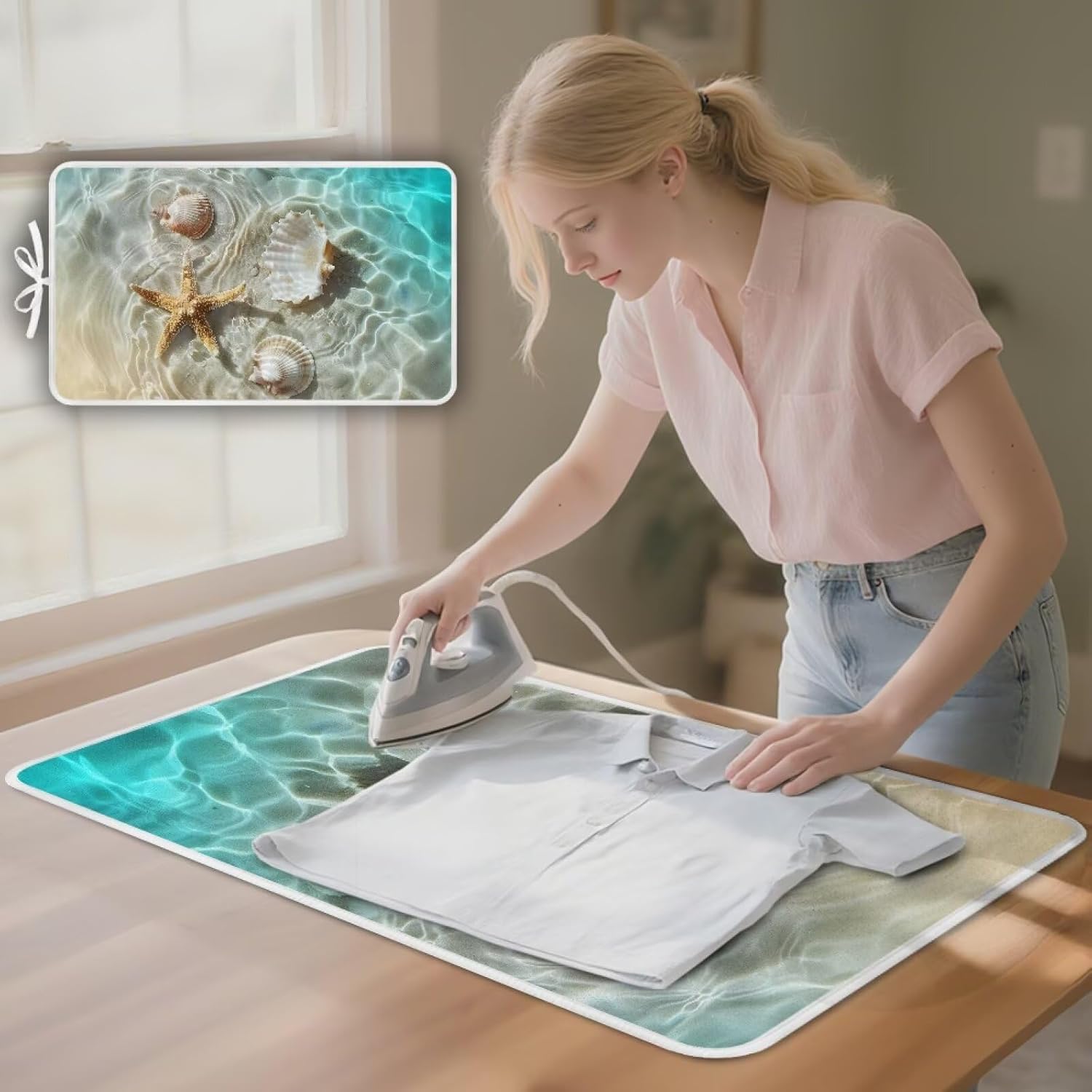 Ironing Mat Thickened Beach Starfish Ironing Blanket Travel Portable Ironing Pad Travel Isolate