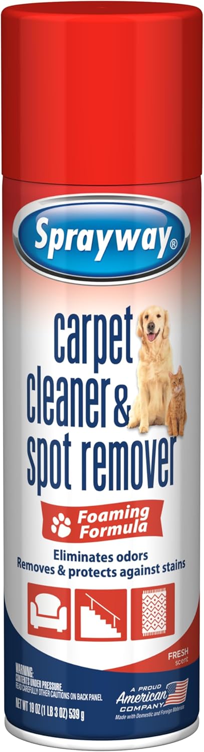 Sprayway Carpet Cleaner (Pet), 19oz | Removes Pet Stains & Odors, Foaming Action | Deep Cleans