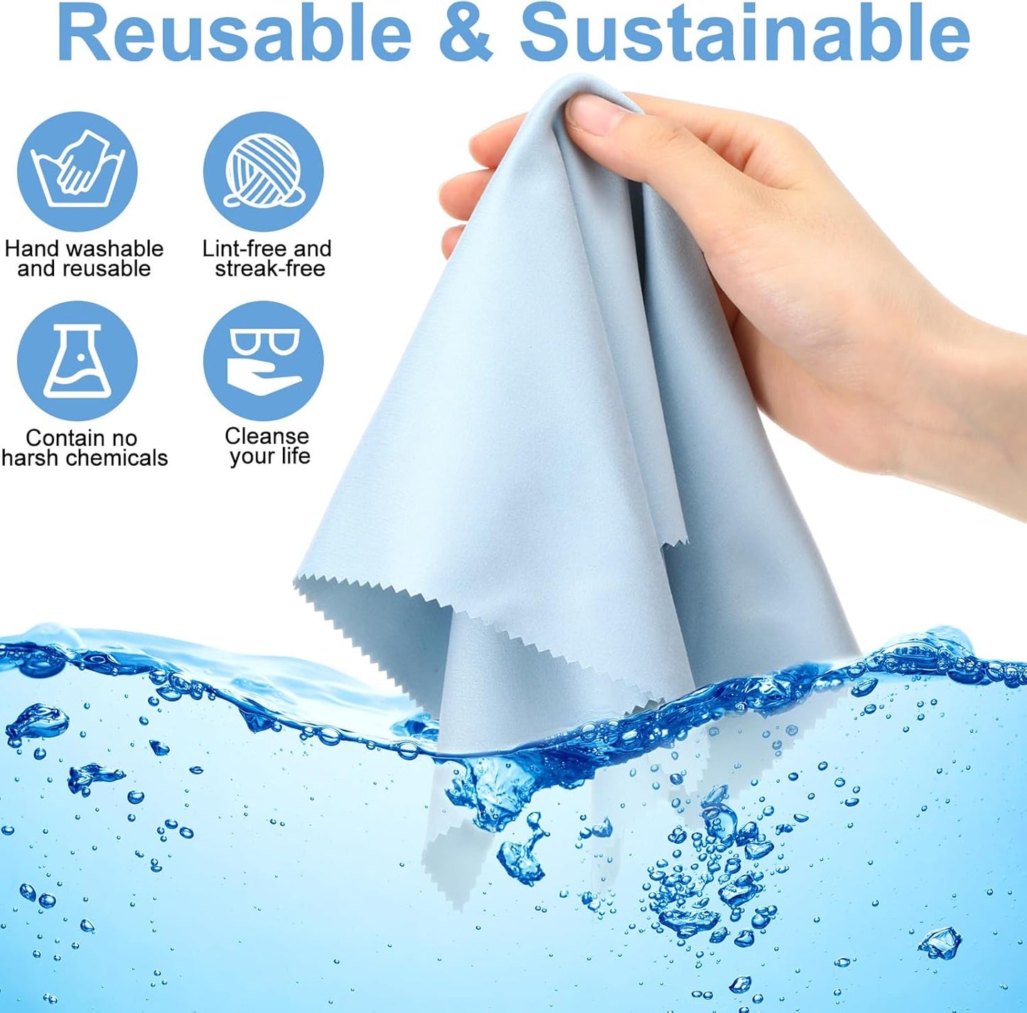 Frienda 12 Pack Large Microfiber Glass Cleaning Cloths 12 x 12 Inch Oversized Eyeglass Sunglasses