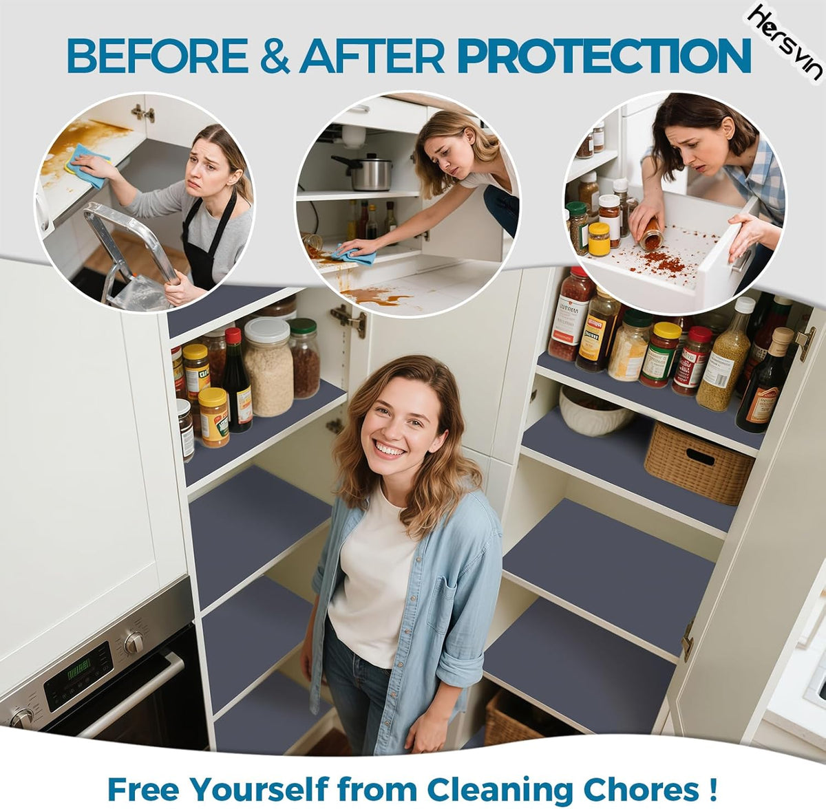Shelf Liners 20 in x 20 ft EVA Drawer Mats, Non-Adhesive Cupboard Pad, Kitchen Cabinet Lining