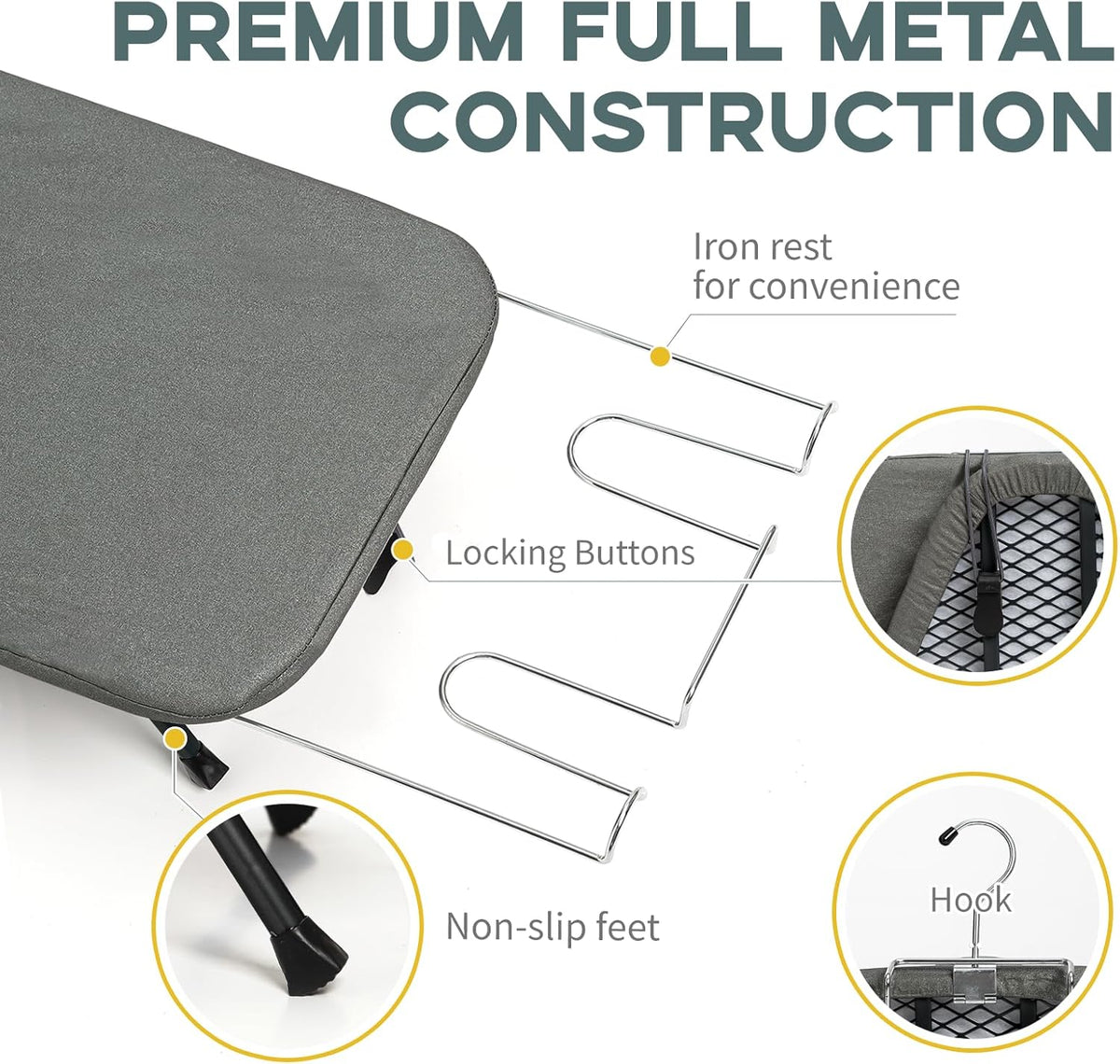 Small Ironing Board Tabletop, RAINHOL Compact Portable Iron Board Foldable with Cover and Pad