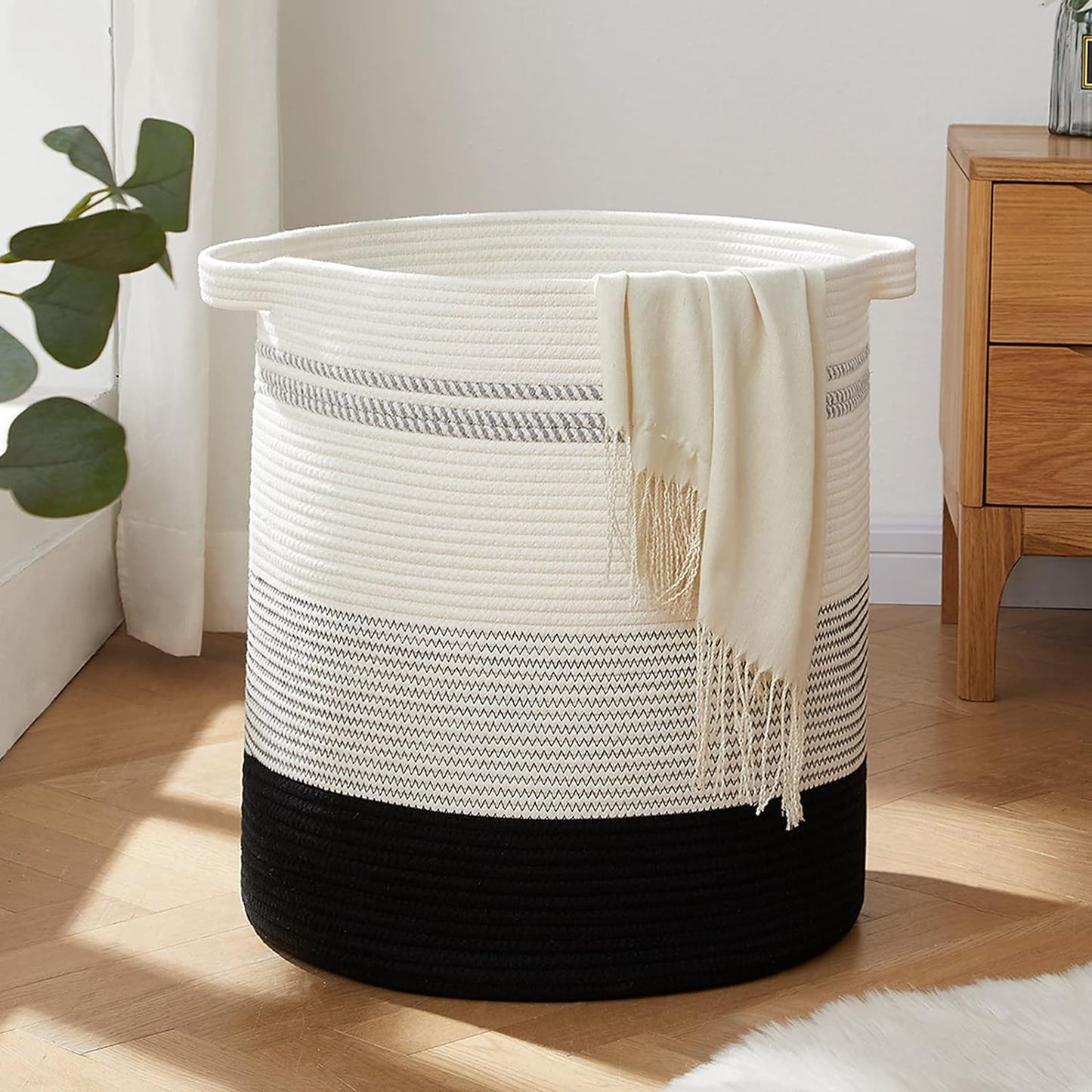 OIAHOMY 80L Laundry Hamper,Storage Basket with Handles,Decorative Basket for Living room,Woven