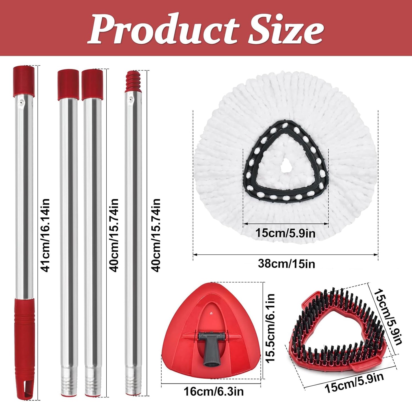 Spin Mop Handle Replacement for Ocedar, Mop Heads Replacements Compatible with O-Cedar EasyWring