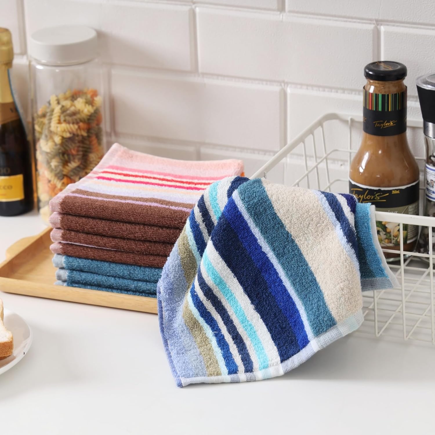 Oeleky Kitchen Dishcloths for Washing Dishes, Ultra Absorbent Dish Rags, Cotton Cleaning Cloths