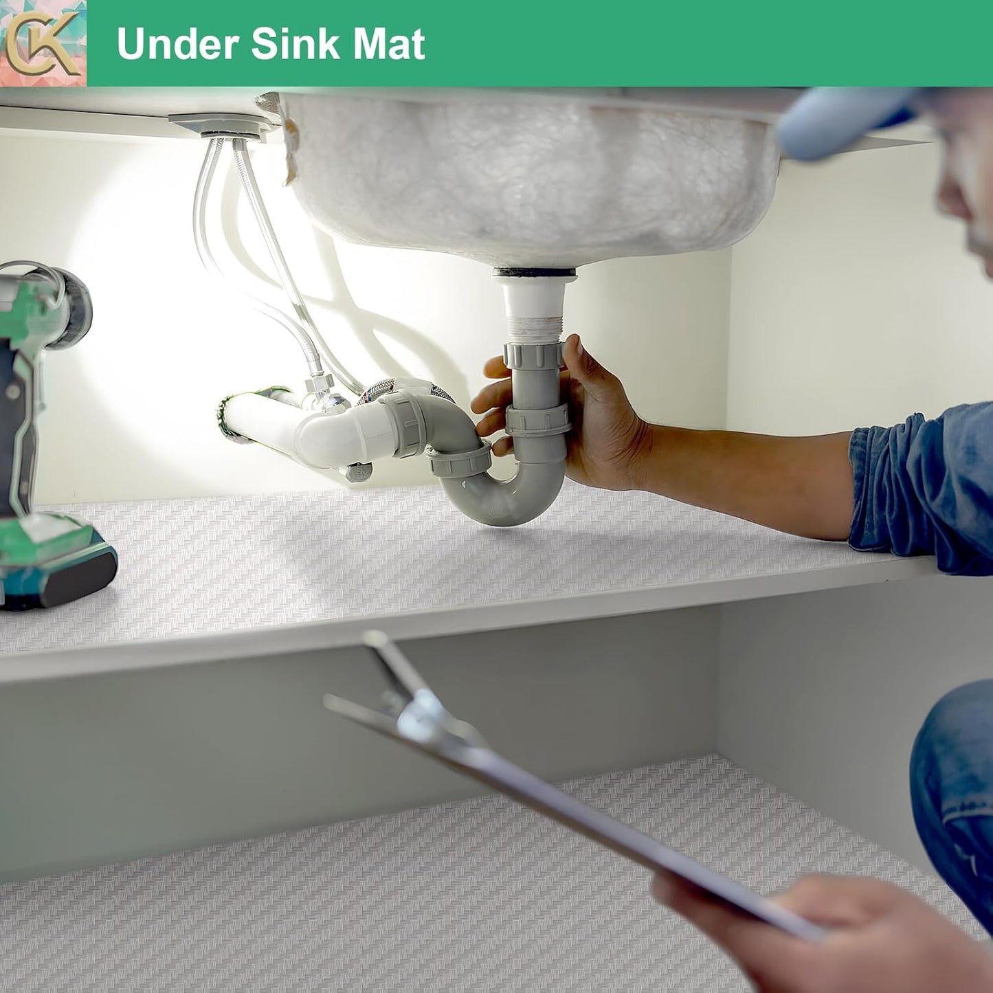 Self-Adhesive Shelf Liner Kitchen Liner, Waterproof Backed Paper Easy Peel and Stick Contact Liner