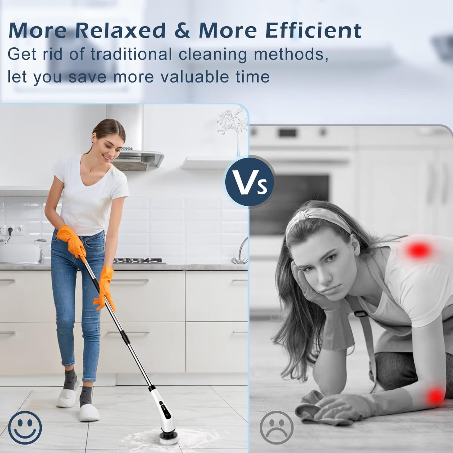 Electric Spin Scrubber, Cordless Cleaning Brush Scrubber for Home, 8 Replaceable Brush Heads-90Mins