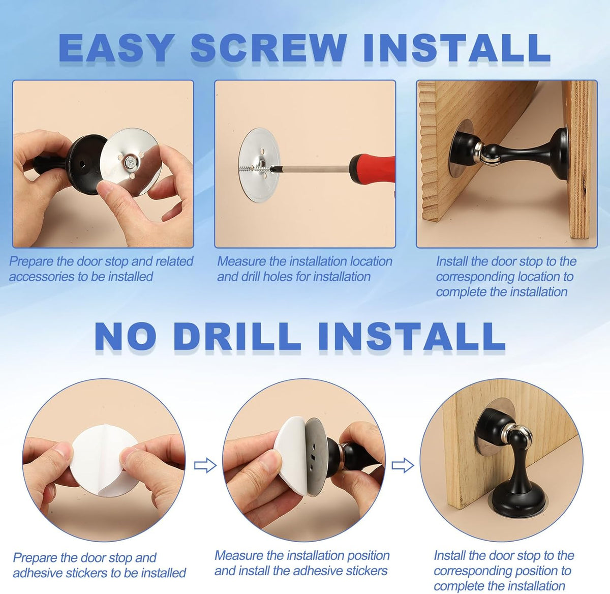 uxcell Magnetic Door Stopper, Stainless Steel Heavy Duty Door Holder, No Drilling Doors Knob Wall