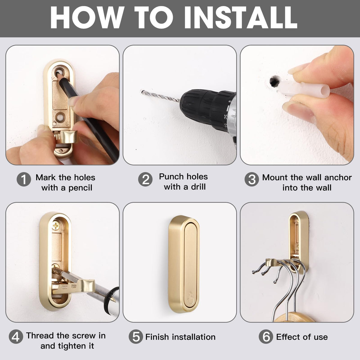Dntorx Folding Coat Hooks, 2 Pcs Foldable Gold Wall Hooks Heavy Duty Foldable Hook Bathroom Towel