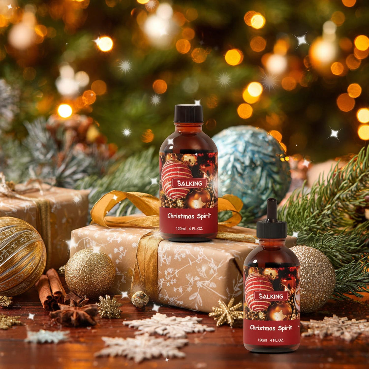 SALKING Christmas Spirit Fragrance Oil, 120ml (4 Fl Oz) Premium Essential Oils for Diffuser, Candle