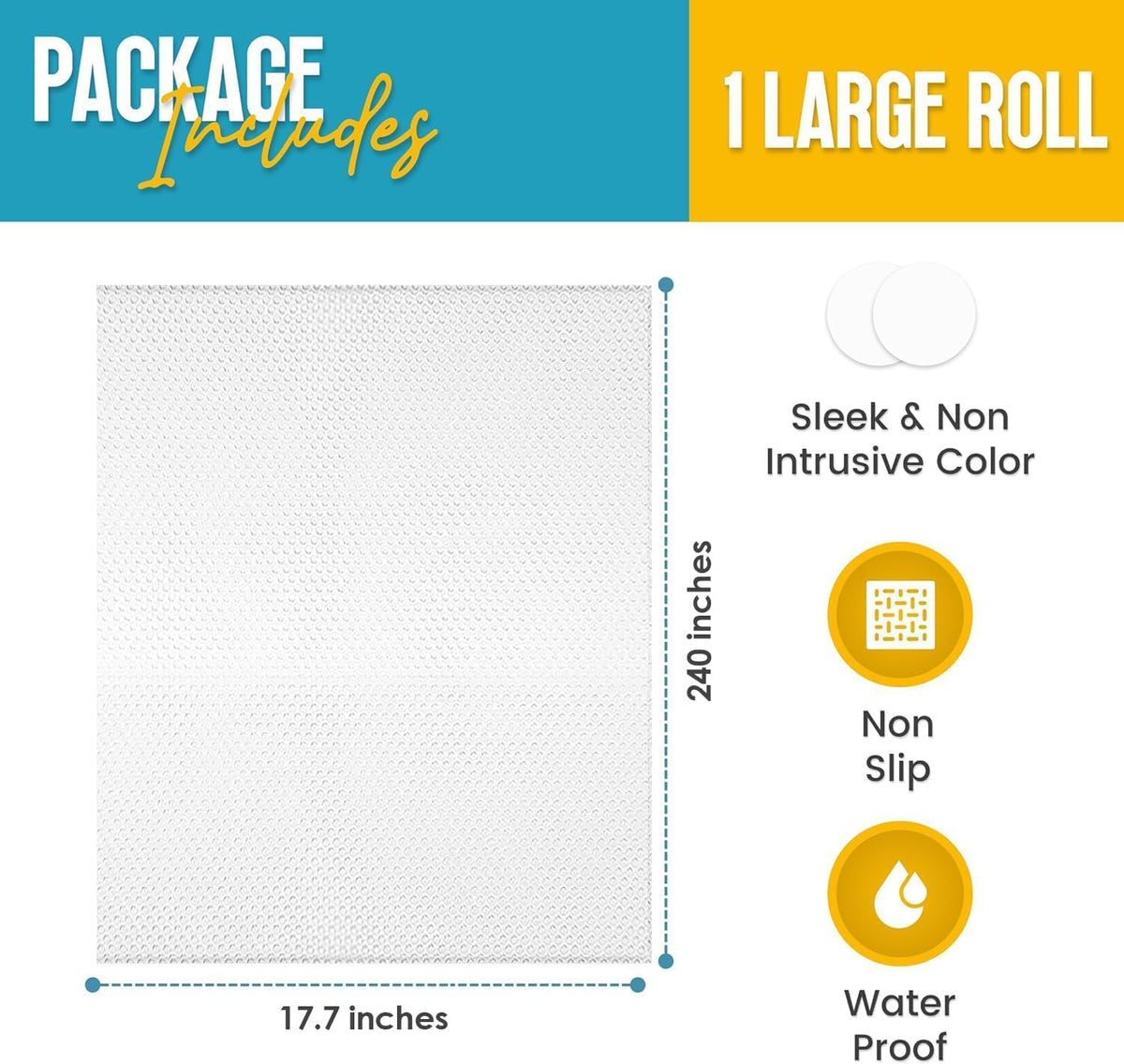 Shelf Liner Drawer Liner for Kitchen Cabinets Non-Adhesive by Linda’s Essentials (17.7 x 240