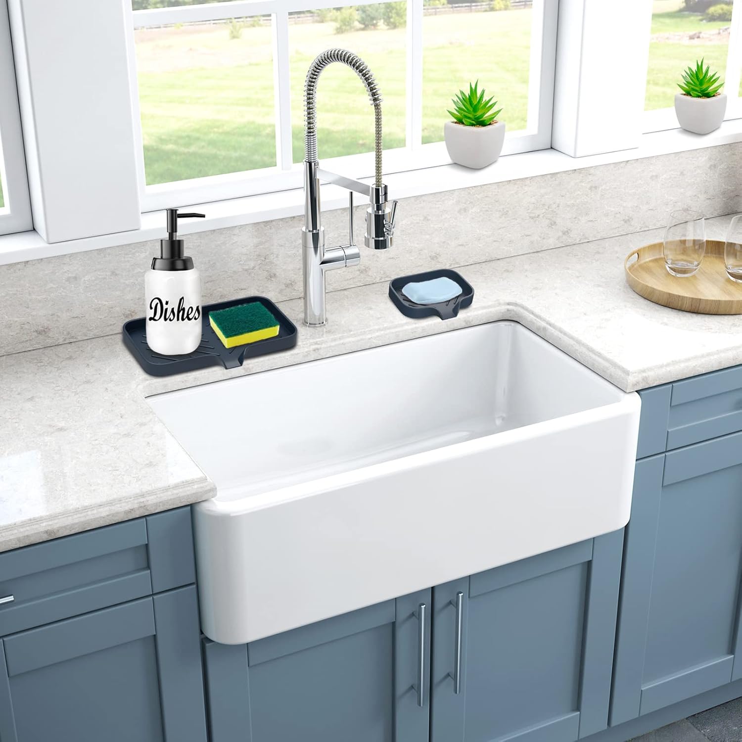Kitchen Soap Tray,Kitchen Sink Tray Sponge Tray Kitchen Sponge Holder Self Draining Premium