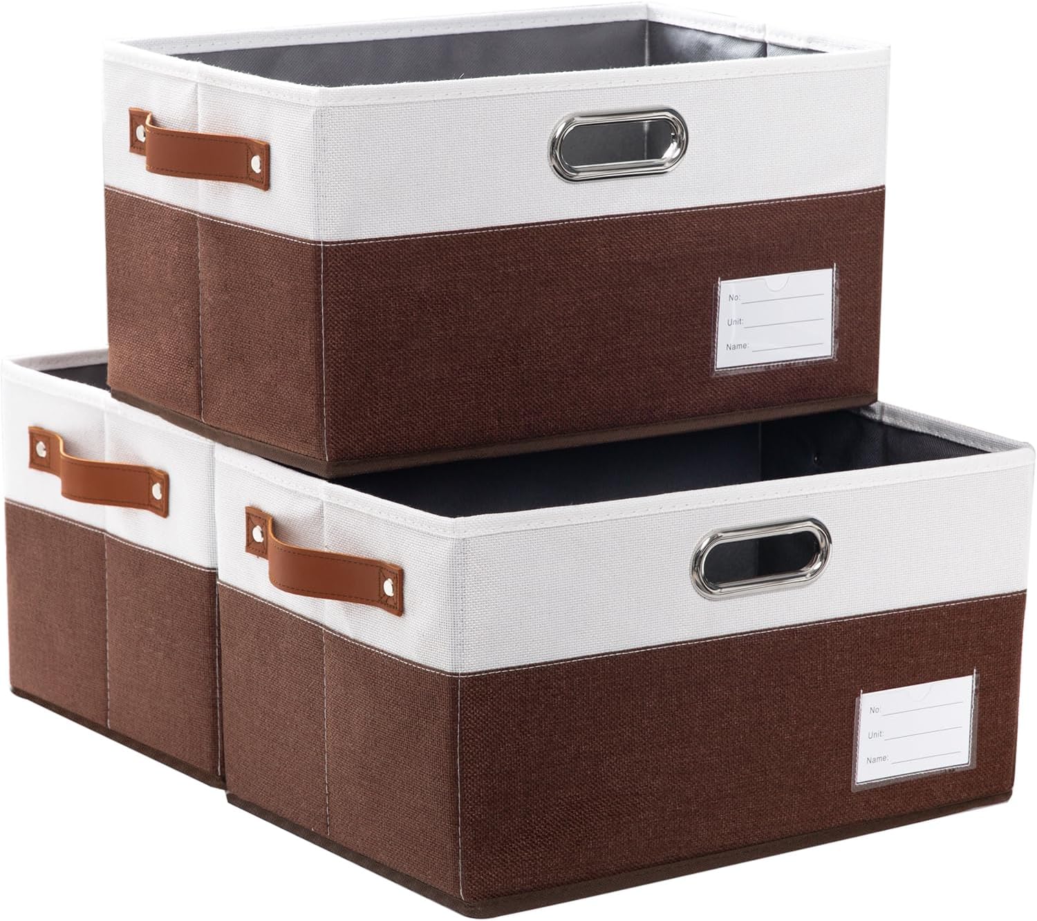 PRANDOM Foldable Storage Bins with Handles [3-Pack] Fabric Collapsible Storage Boxes Baskets Cubes