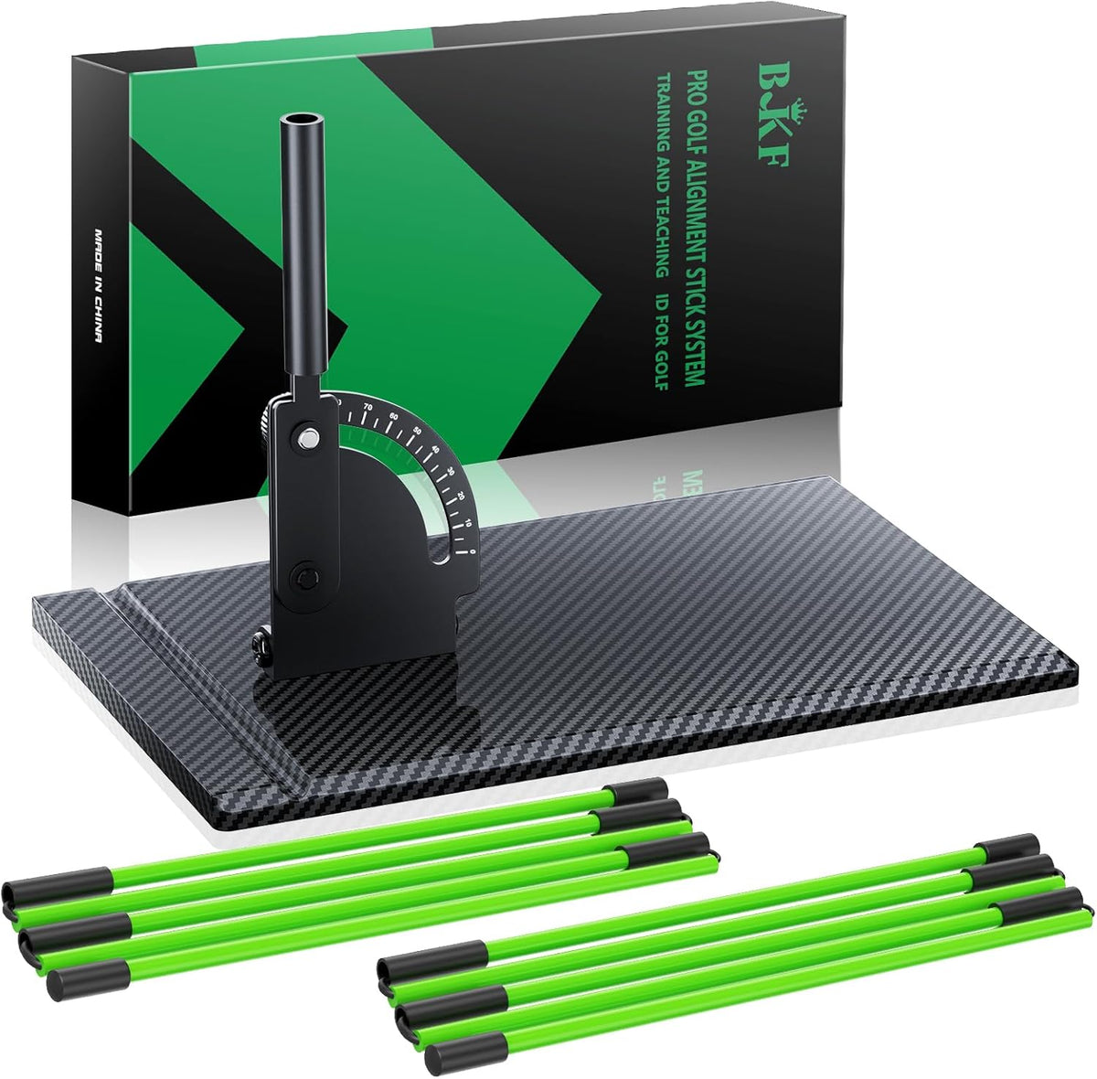 BKF Golf Alignment Sticks and Angle Holder Set with Portable Bag, Golf Swing Trainer, Golf Training
