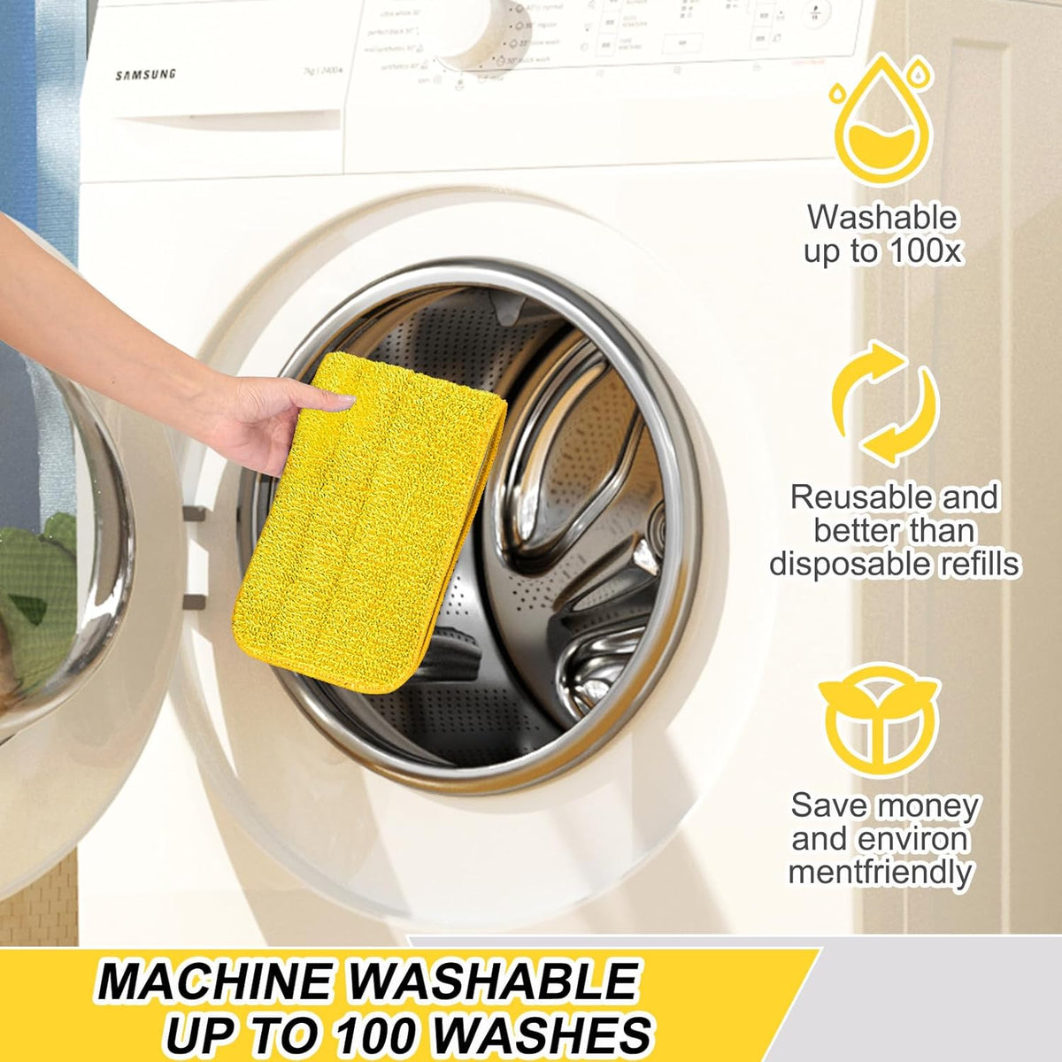16.5 inch Reusable Mop Pads Microfiber Spray Mop Replacement Heads for Wet/Dry Mops Compatible with