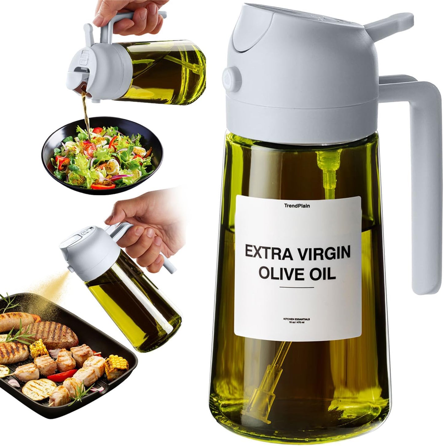 TrendPlain - Original 16oz/470ml Olive Oil Dispenser Bottle for Kitchen Gadgets and Air Fryer