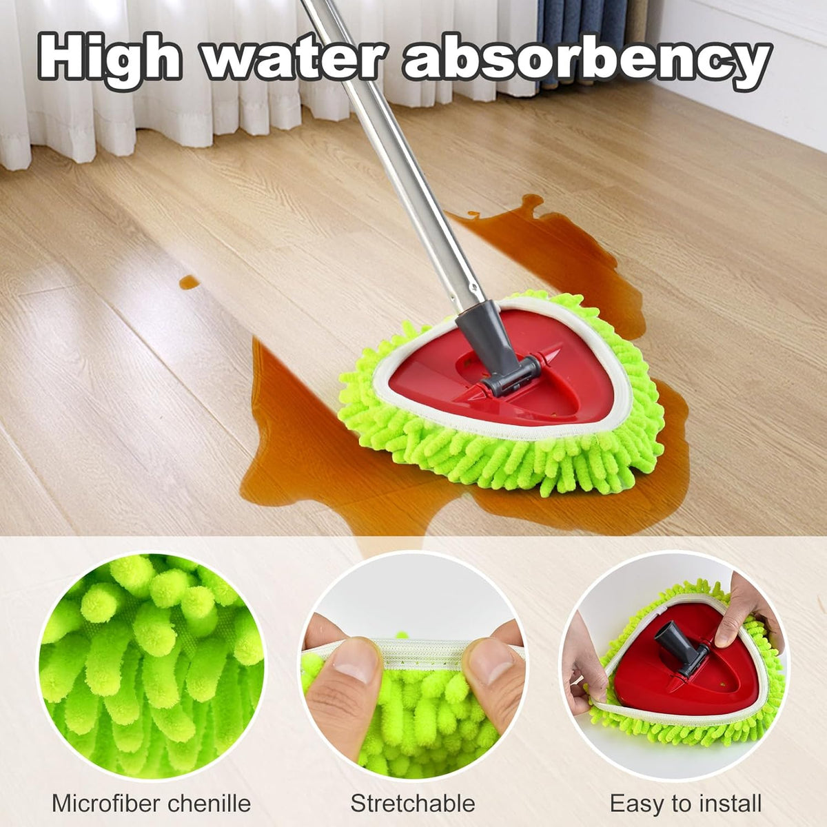 Mop Heads Replacement for Ocedar, Mop Replace Head for Ocedar EasyWring 1 Tank, Microfiber Spin Mop