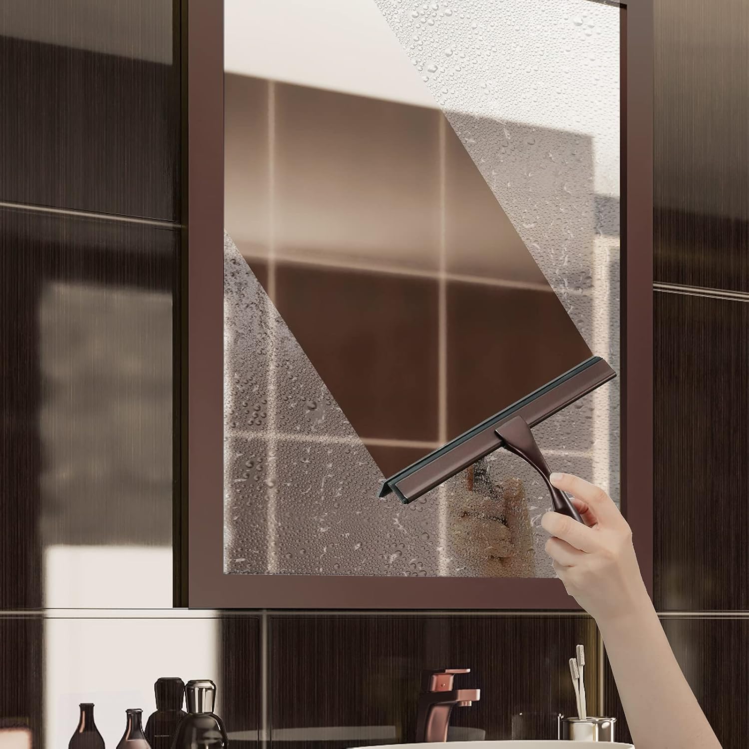 Hiware All-Purpose Shower Squeegee for Shower Doors, Bathroom, Window and Car Glass - Bronze