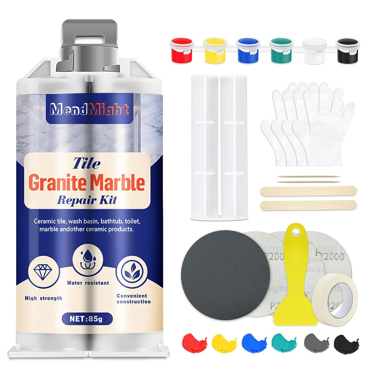 Tile and Granite/Marble Repair Kit, Porcelain Stone and Quartz Countertops Repair Kit for Chips