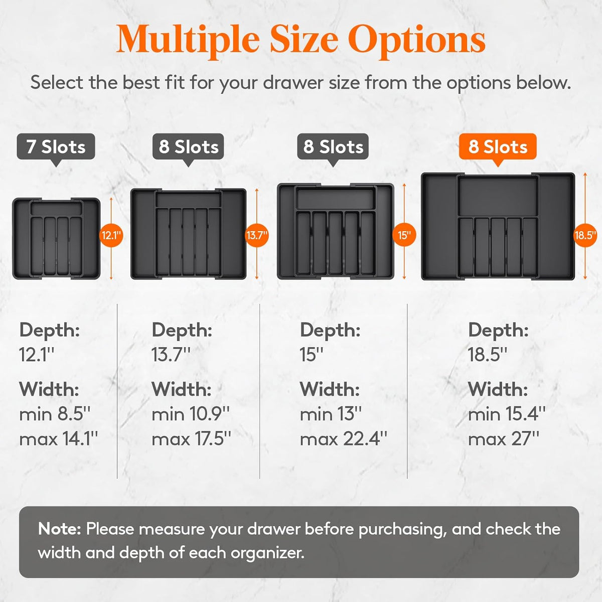 Lifewit Silverware Drawer Organizer, Expandable from 15.4 to 27 inches, Utensil Tray for Kitchen
