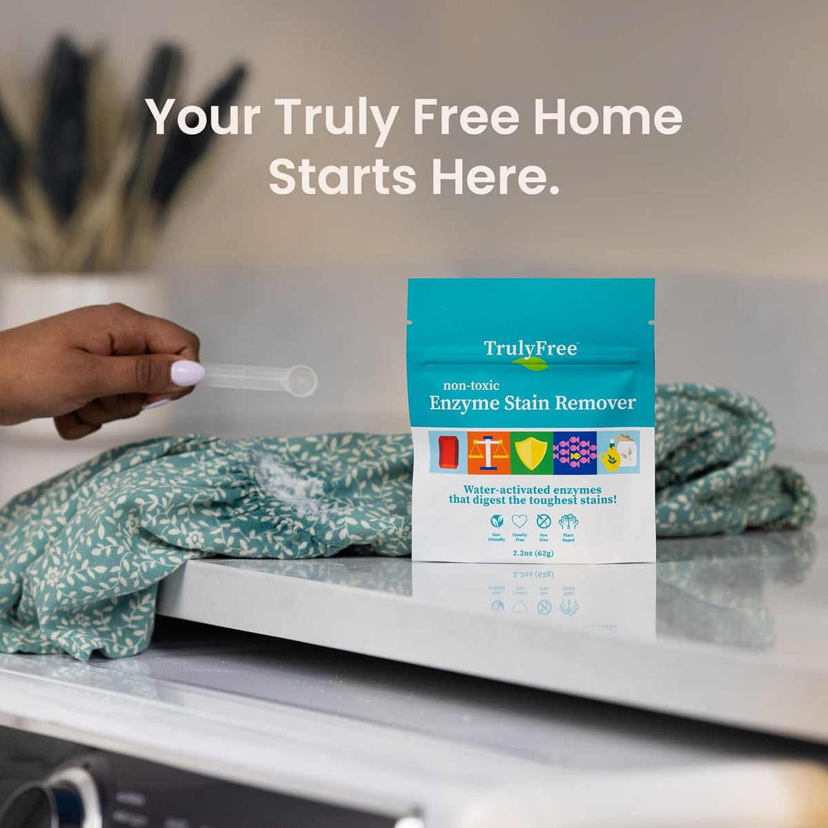 Truly Free Enzyme Laundry Stain Remover - Natural Laundry Detergent Booster for Blood, Grass, Pet