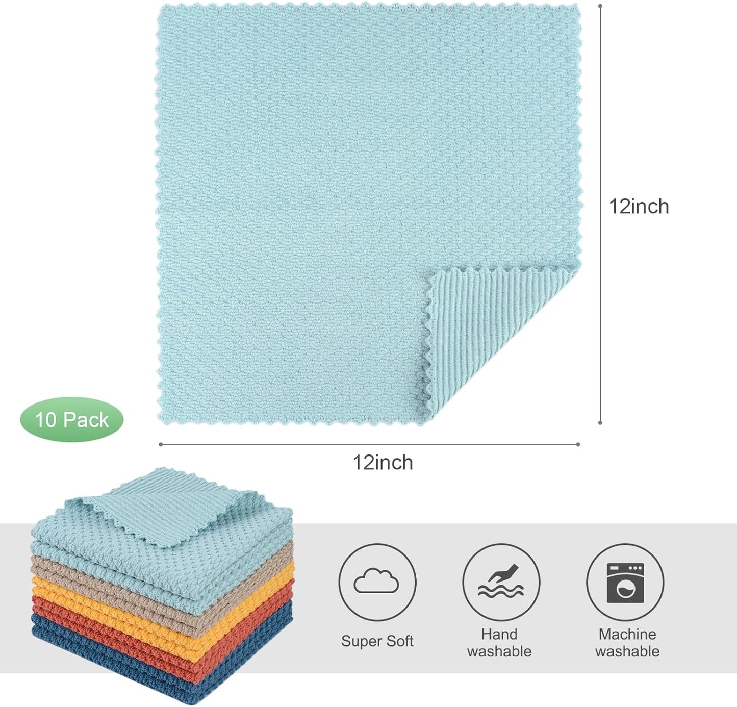 SINLAND Microfiber Dish Cloth for Washing Dishes Rags Best Kitchen Washcloth Cleaning Cloths with