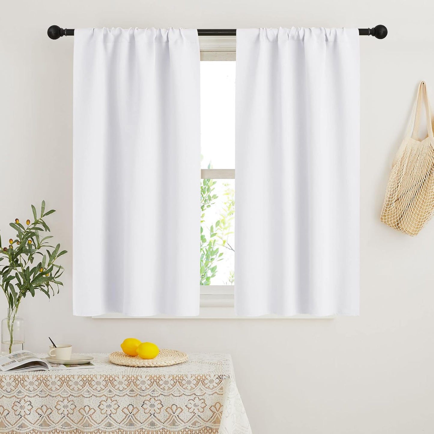 RYB HOME Short Curtains 45 inch 2 Panels Set, Room Darkening Small Window Drapes Thermal Insulated
