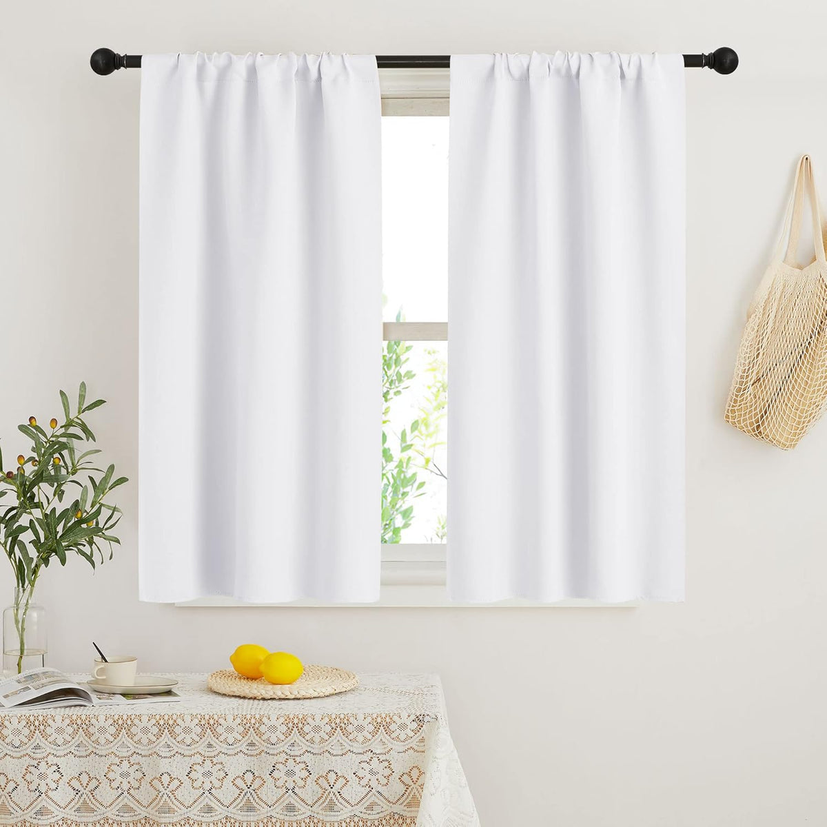 RYB HOME Short Curtains 45 inch 2 Panels Set, Room Darkening Small Window Drapes Thermal Insulated