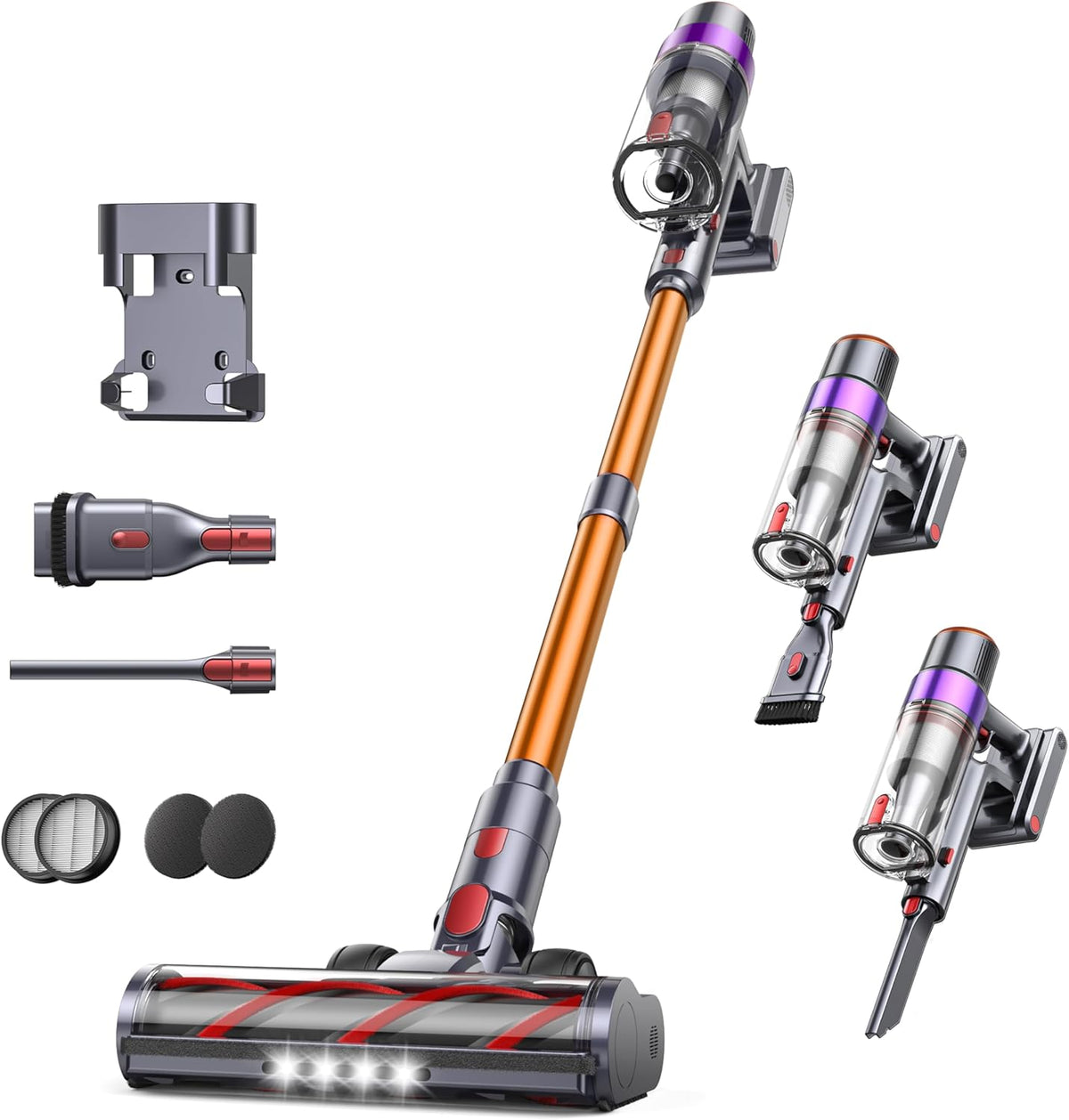 Fieety Cordless Vacuum Cleaner, 550W 45KPA Cordless Stick Vacuum Cleaner with 60Mins Rechargeable